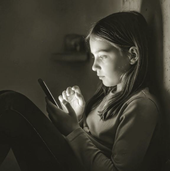 A Child Looking at Their Phone. Not A Victim.