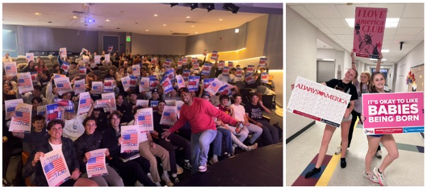 Students holding up TPUSA signs